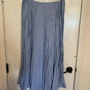 J. Crew Blue and White Striped A-Line Skirt